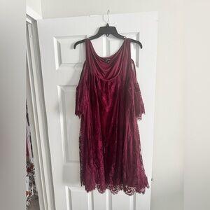 Torrid Red Lacr Sundress with Cold Shoulders